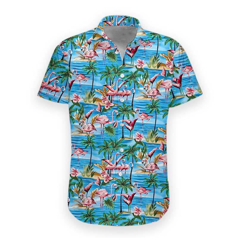 Gearhumans 3D Flamingo Hawaii Shirt hawaii Short Sleeve Shirt S