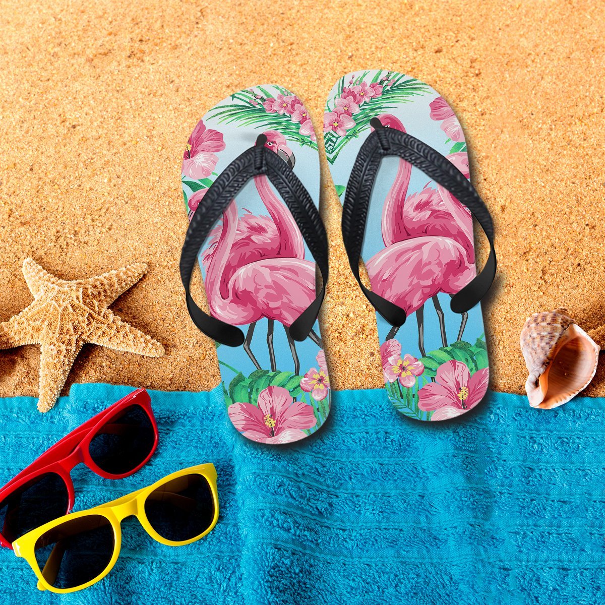 Gearhumans 3D Flamingo Summer Custom Flip Flop GW2405211 Flipflop Women 35EU 