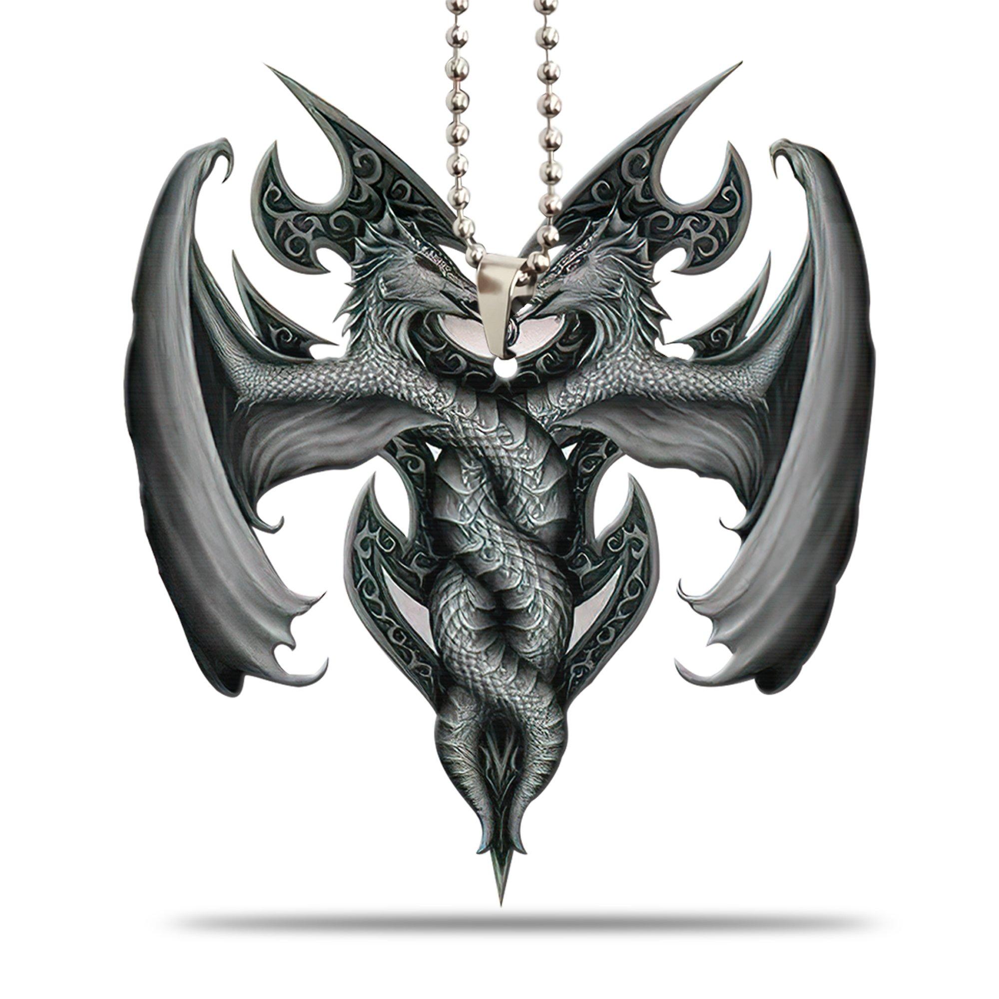 Gearhumans 3D Flying Grey Dragon Car Hanging GJ25052105 Car Hanging Car Hanging/1 Pack 