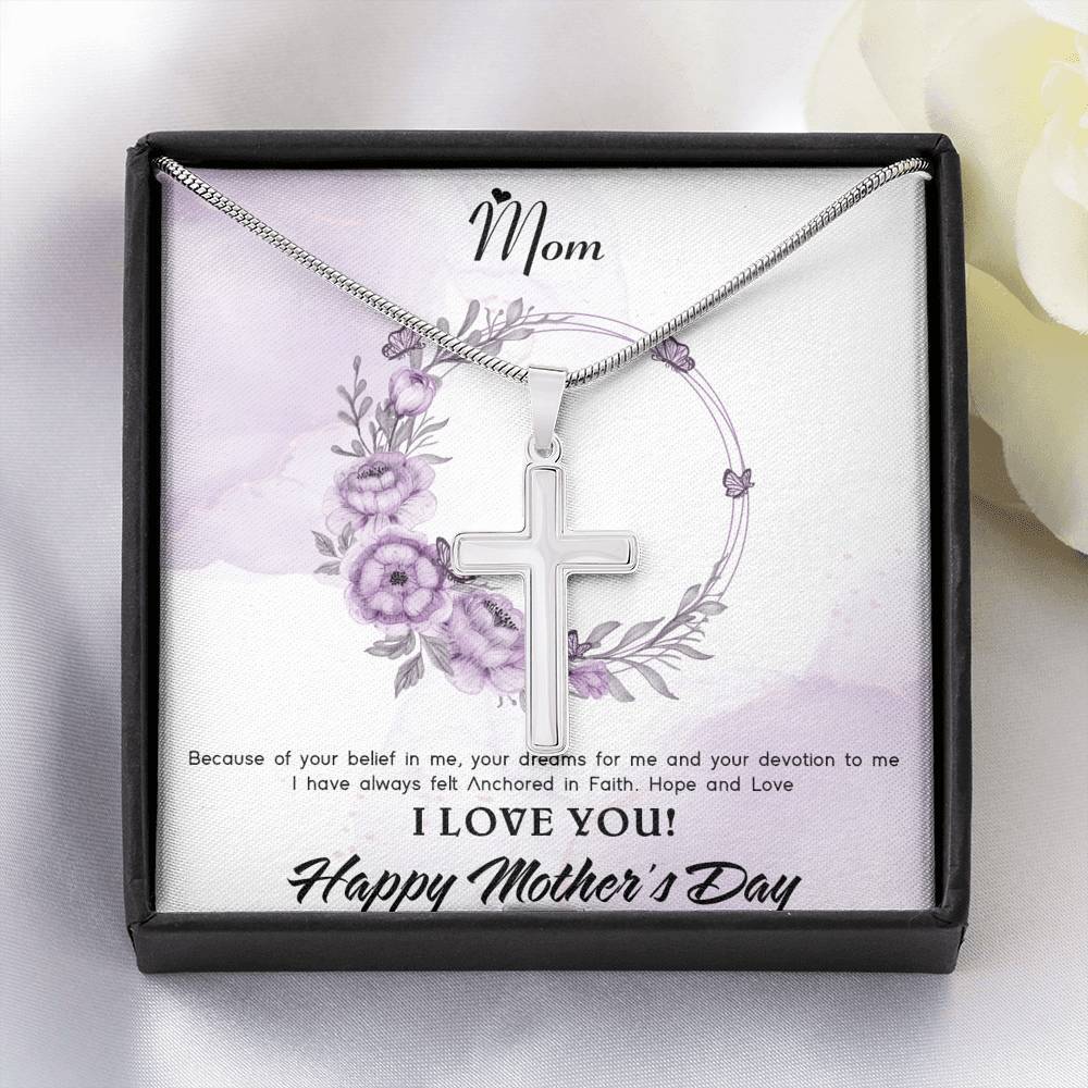 Gearhumans 3D For My Mom Happy Mothers Day Artisan Crafted Cross Necklace GS23042113 ShineOn Fulfillment Standard Box 