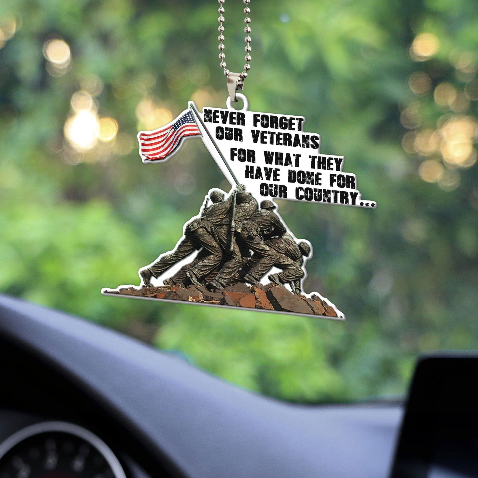 Gearhumans 3D Forever Remember Our Heroes Our Veterans Custom Car Hanging GO31052110 Car Hanging 