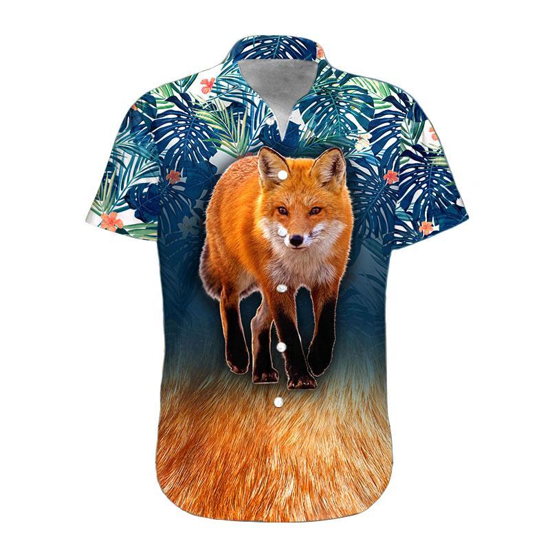 Gearhumans 3D Fox Hawaii Shirt hawaii Short Sleeve Shirt S