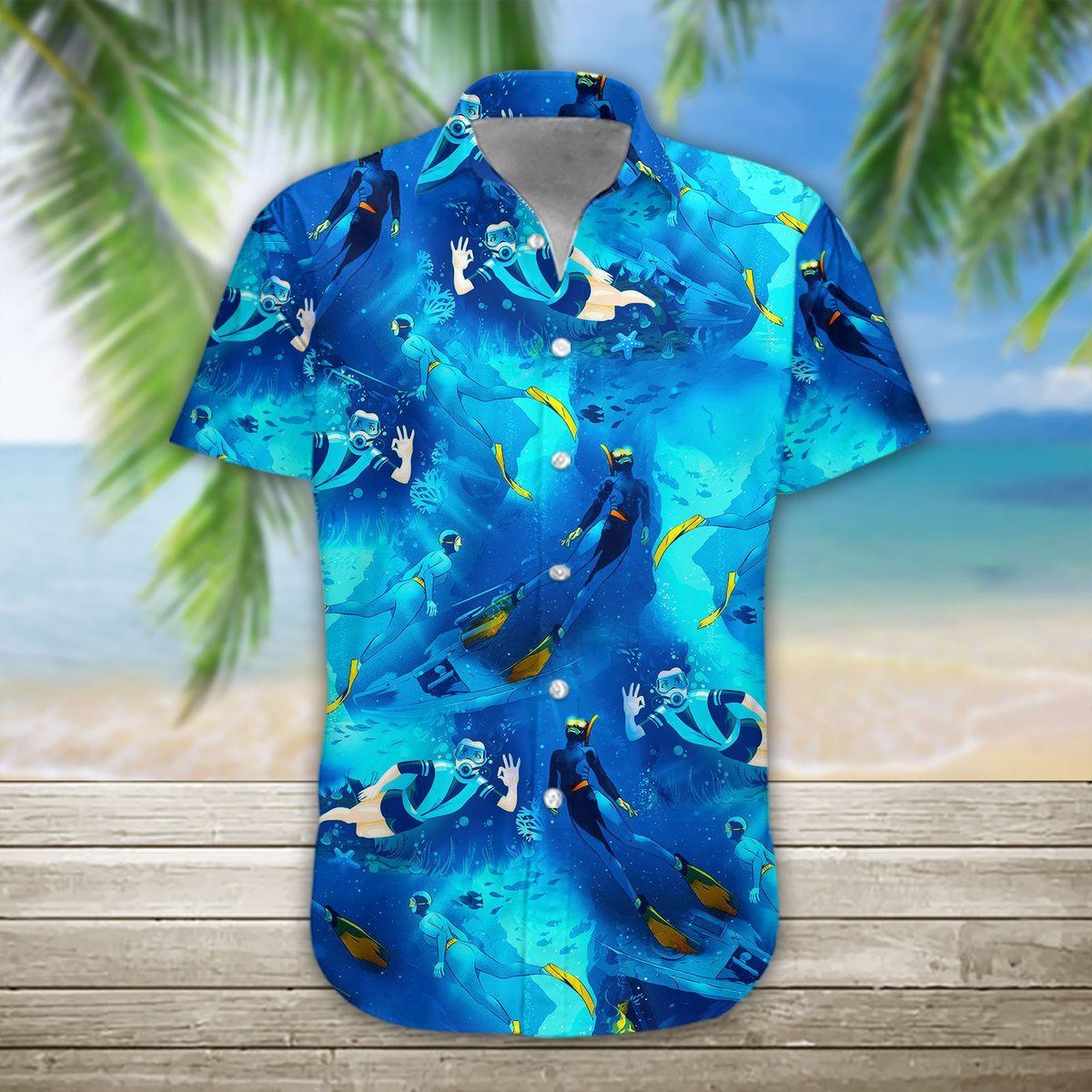 Gearhumans 3D Freediving Hawaii Shirt hawaii Short Sleeve Shirt