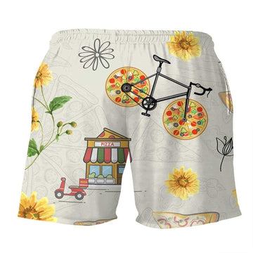 Gearhumans 3D French Bulldog Are Intrigued By Pizza Summer Beach Shorts Swim Trunks