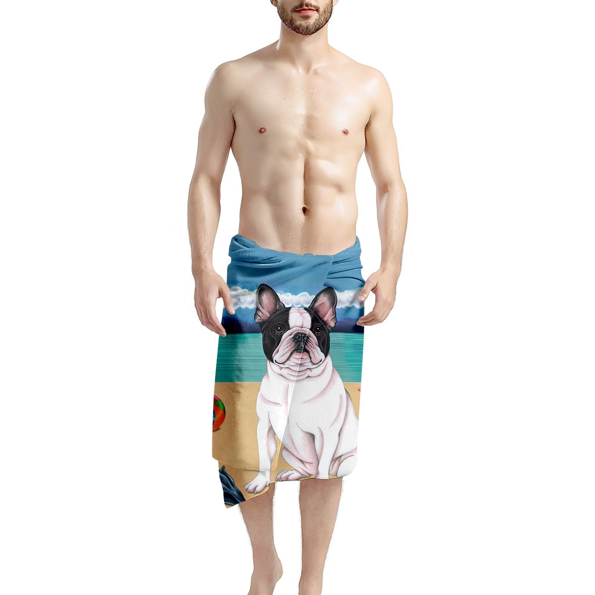 Gearhumans 3D French Bulldog Custom Beach Towel GW1205217 Towel 