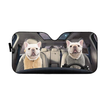 Gearhumans 3D French Bulldog Custom Car Auto Sunshade