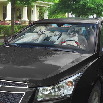 Gearhumans 3D French Bulldog Family Custom Car Auto Sunshade