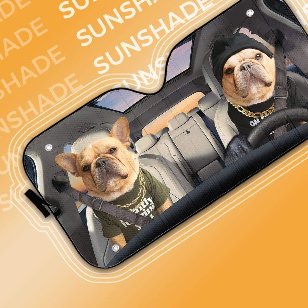 gearhumans 3D French Bulldog Friends Custom Car Auto Sunshade GS1703 Auto Sunshade 