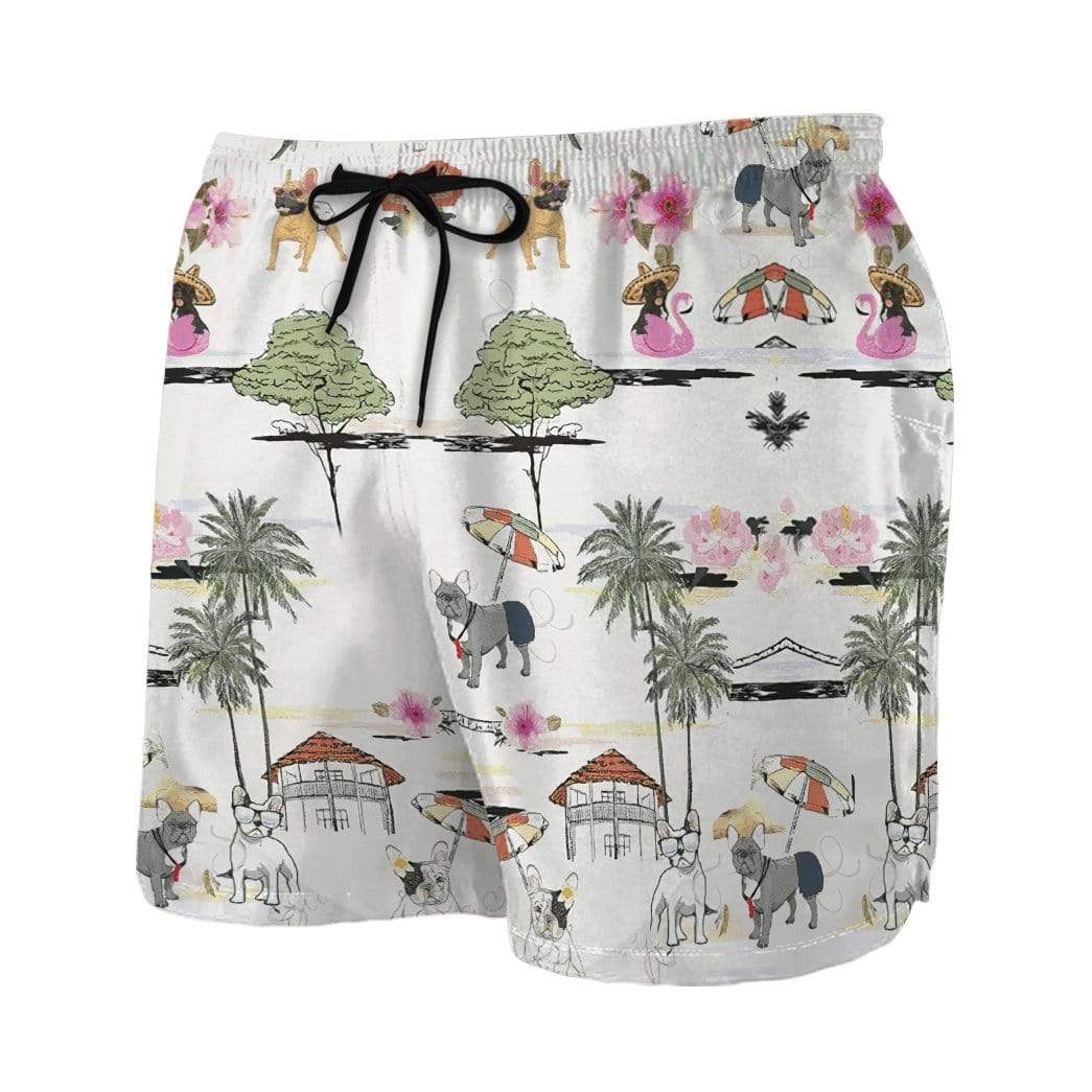 Gearhumans 3D French Bulldog Hawaii Beach Retro Custom Summer Beach Shorts Swim Trunks GV22065 Men Shorts 