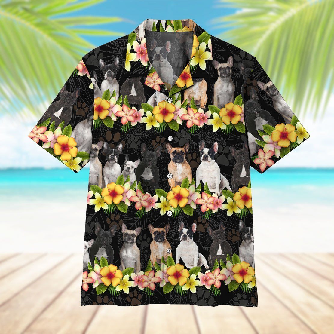 Gearhumans 3D French Bulldog Hawaii Shirt ZZ13041 Hawai Shirt 