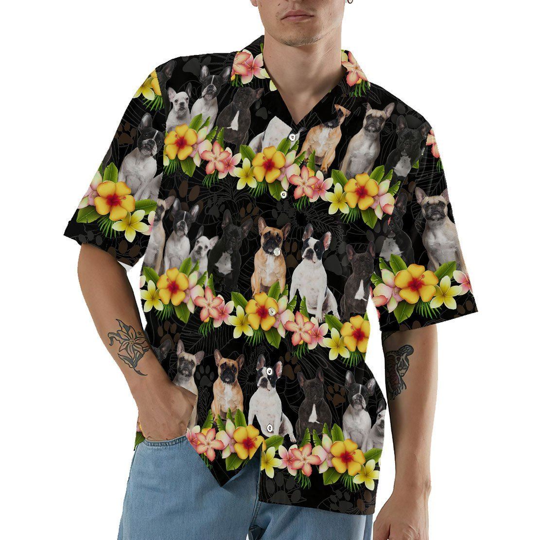 Gearhumans 3D French Bulldog Hawaii Shirt ZZ13041 Hawai Shirt 