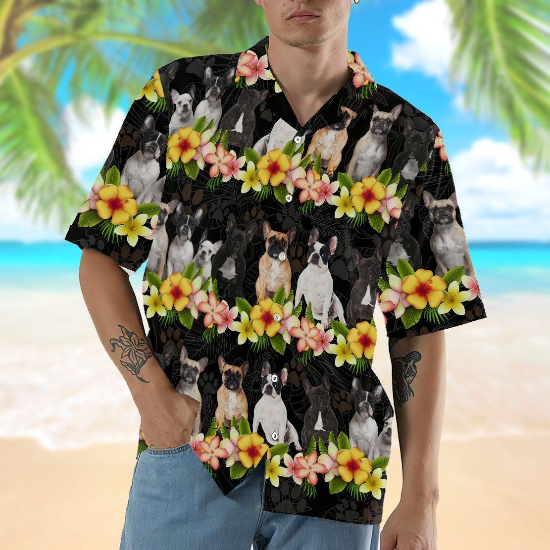 Gearhumans 3D French Bulldog Hawaii Shirt ZZ13041 Hawai Shirt 