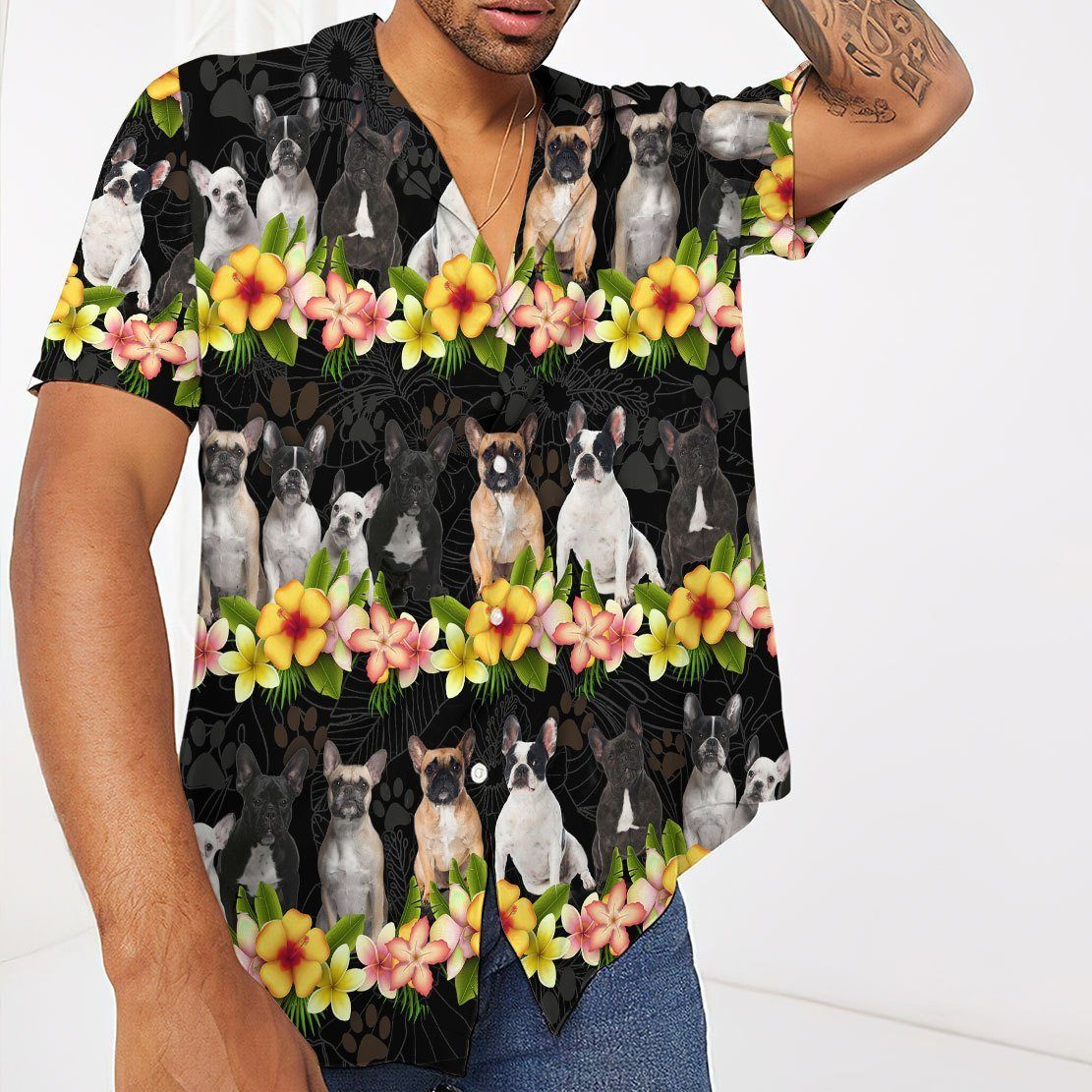 Gearhumans 3D French Bulldog Hawaii Shirt ZZ13041 Hawai Shirt 