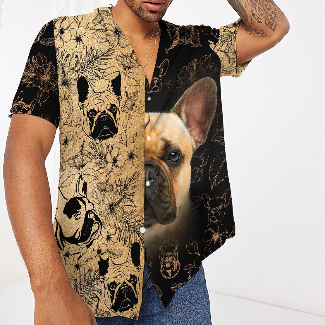 Gearhumans 3D French Bulldog Hawaii shirt ZZ29031 Hawai Shirt 