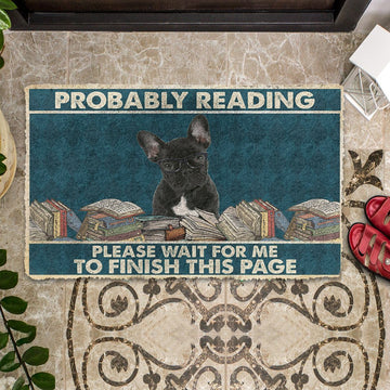 Gearhumans 3D French Bulldog Probably Reading Please Wait Custom Doormat