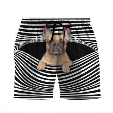 Gearhumans 3D French Bulldog Stripes Custom Beach Shorts Swim Trunks GV31077 Men Shorts Men Shorts S