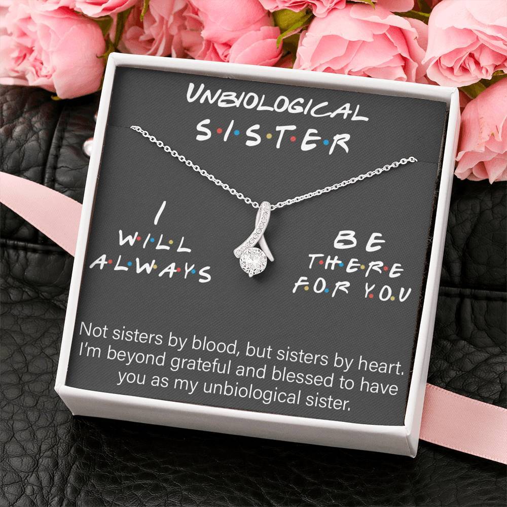 Gearhumans 3D Friendship Day Unbiological Sister Custom Hearts Necklace With Message Card GW05076 ShineOn Fulfillment 
