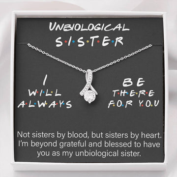 Gearhumans 3D Friendship Day Unbiological Sister Custom Hearts Necklace With Message Card GW05076 ShineOn Fulfillment Standard Box 