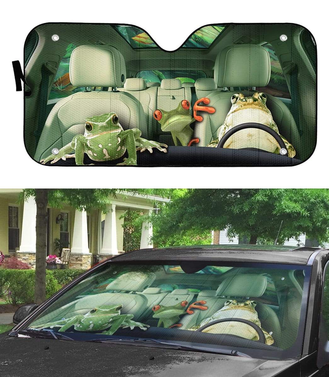 gearhumans 3D Frogs Custom Car Auto Sunshade GL100828 Auto Sunshade 