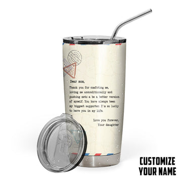 Gearhumans 3D From Daughter To Mom Mothers Day Gift Custom Name Design Insulated Vacuum Tumbler