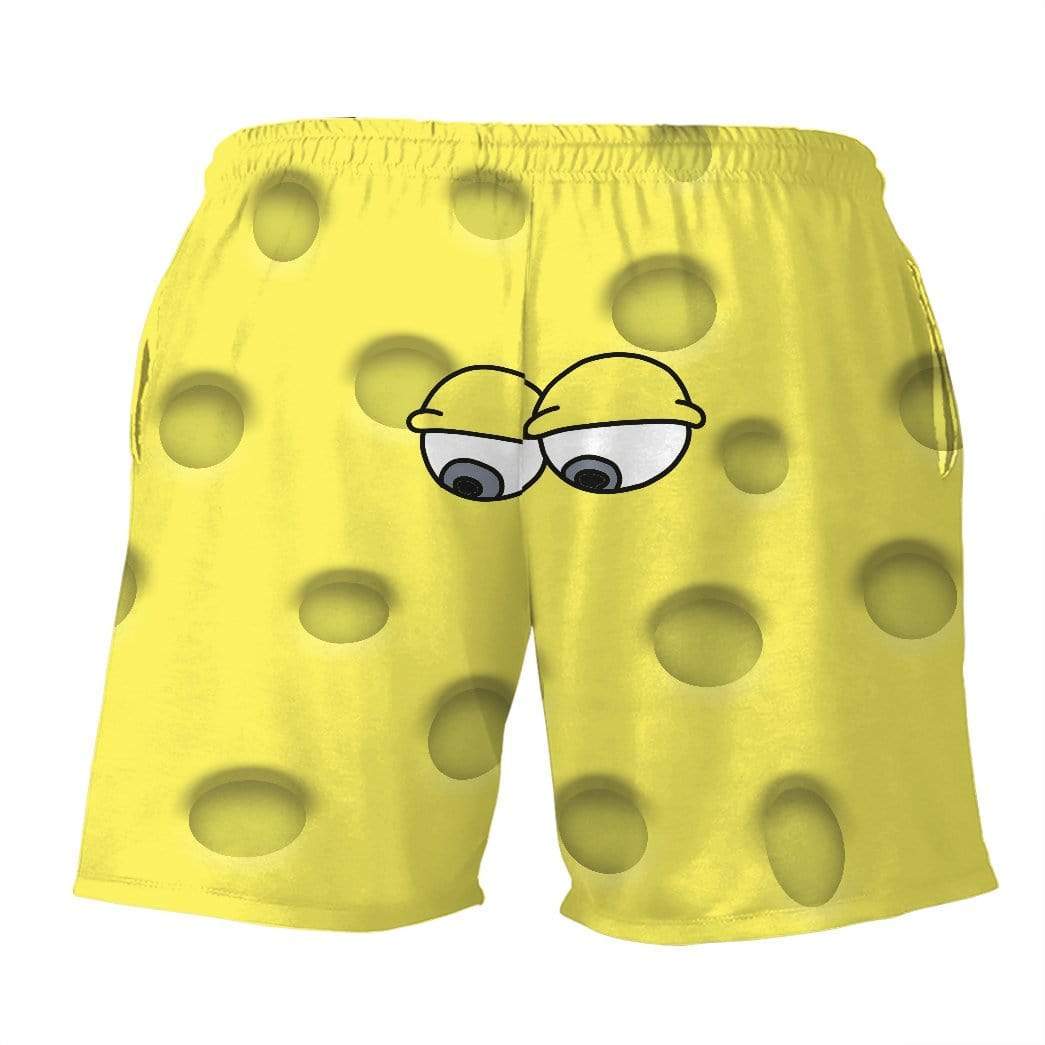 Gearhumans 3D Front And Back Surprising SpongeBob SquarePants Custom Summer Beach Shorts Swim Trunks GV19064 Men Shorts 