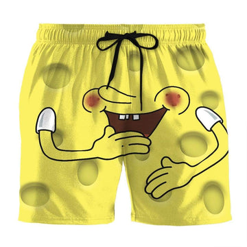 Gearhumans 3D Front And Back Surprising SpongeBob SquarePants Custom Summer Beach Shorts Swim Trunks GV19064 Men Shorts Men Shorts S 