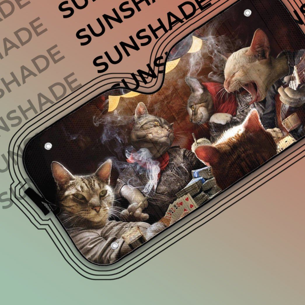 Gearhumans 3D Funny Cat Nights Out Custom Car Auto Sunshade GO23042123 Auto Sunshade 