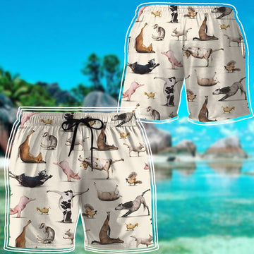 Gearhumans 3D Funny Farm Animal Yoga Custom Beach Shorts Swim Trunks