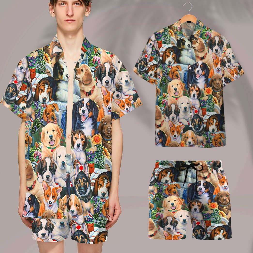 Gearhumans 3D Garden Puppies Custom Short Sleeve Shirt GS05052119 Hawai Shirt 
