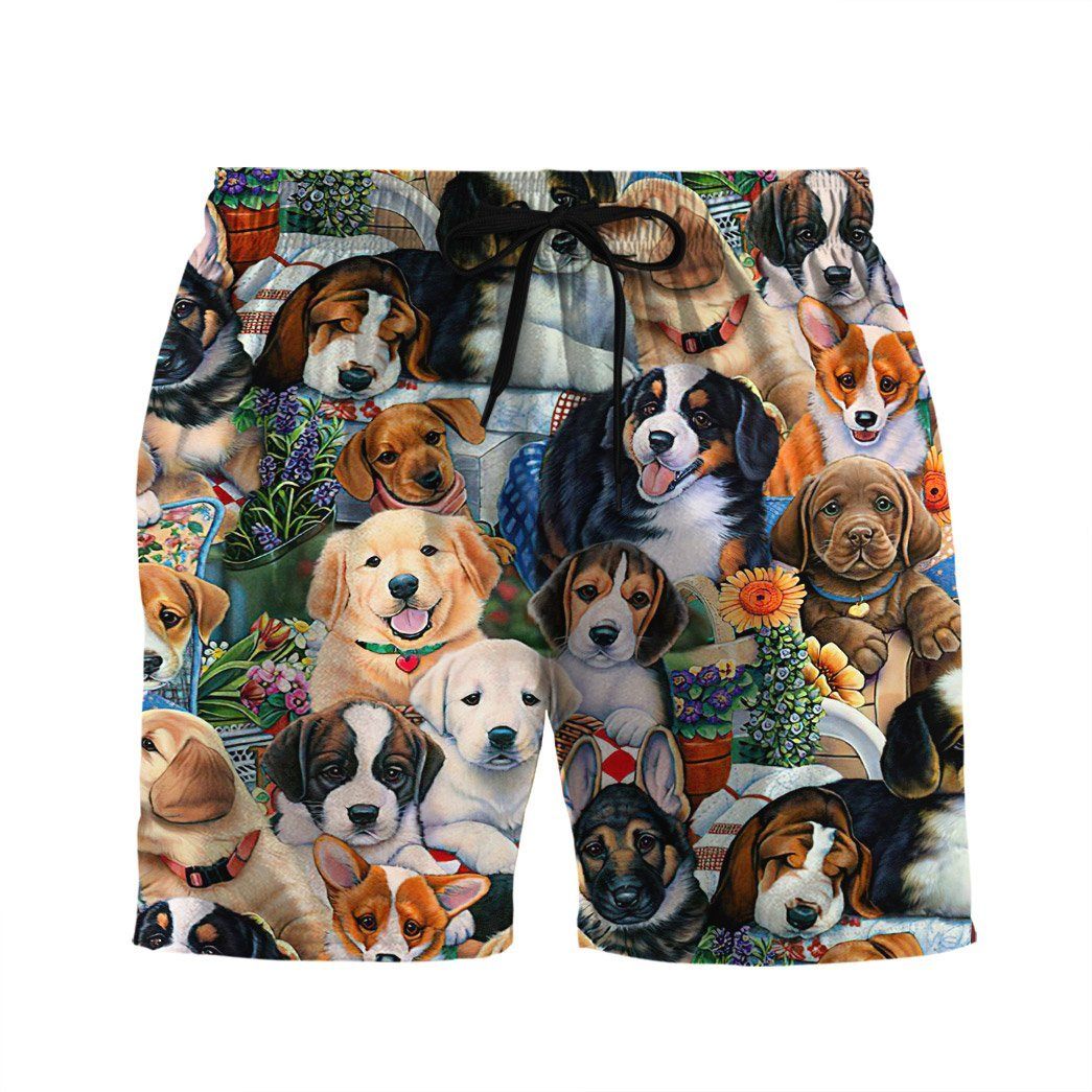Gearhumans 3D Garden Puppies Custom Short Sleeve Shirt GS05052119 Hawai Shirt Men Shorts S 