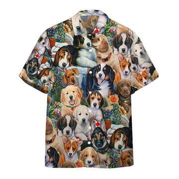 Gearhumans 3D Garden Puppies Custom Short Sleeve Shirt GS05052119 Hawai Shirt Short Sleeve Shirt S 
