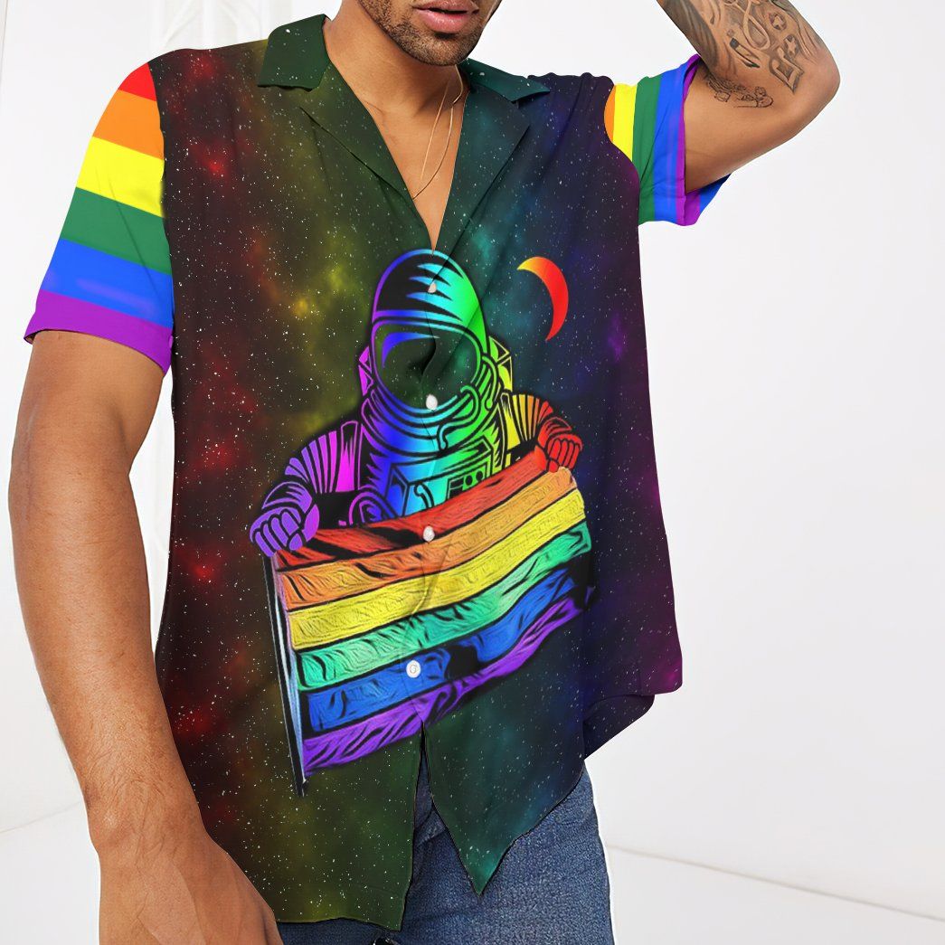 Gearhumans 3D Gay Pride Astronaut Custom Hawaii Shirt GS24052116 Hawai Shirt 