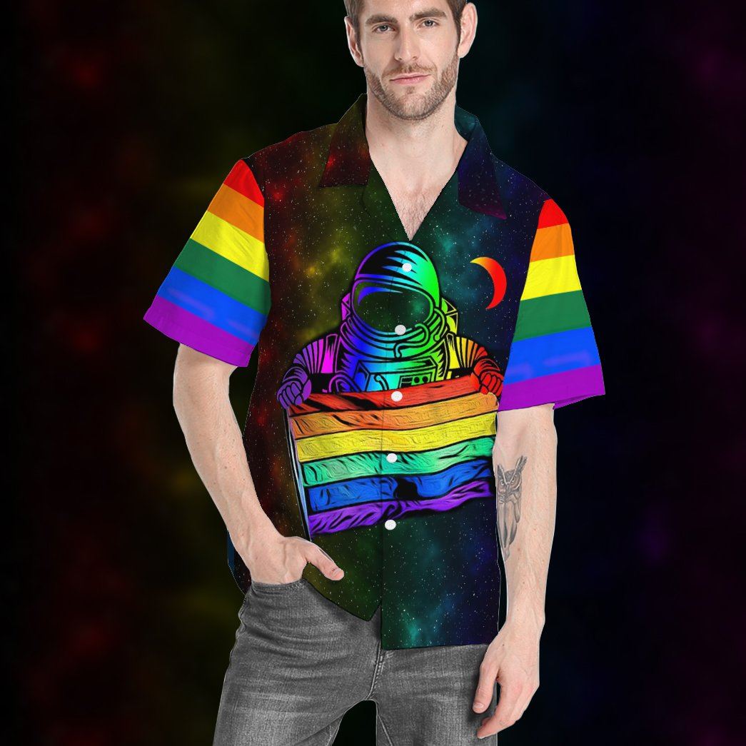 Gearhumans 3D Gay Pride Astronaut Custom Hawaii Shirt GS24052116 Hawai Shirt 