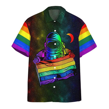 Gearhumans 3D Gay Pride Astronaut Custom Hawaii Shirt