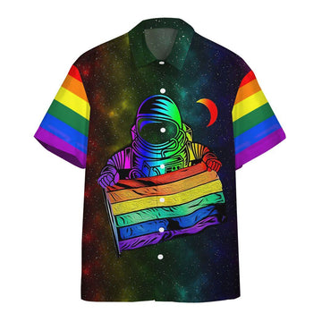 gay gear clothing Gearhumans 3D Gay Pride Astronaut Custom Hawaii Shirt