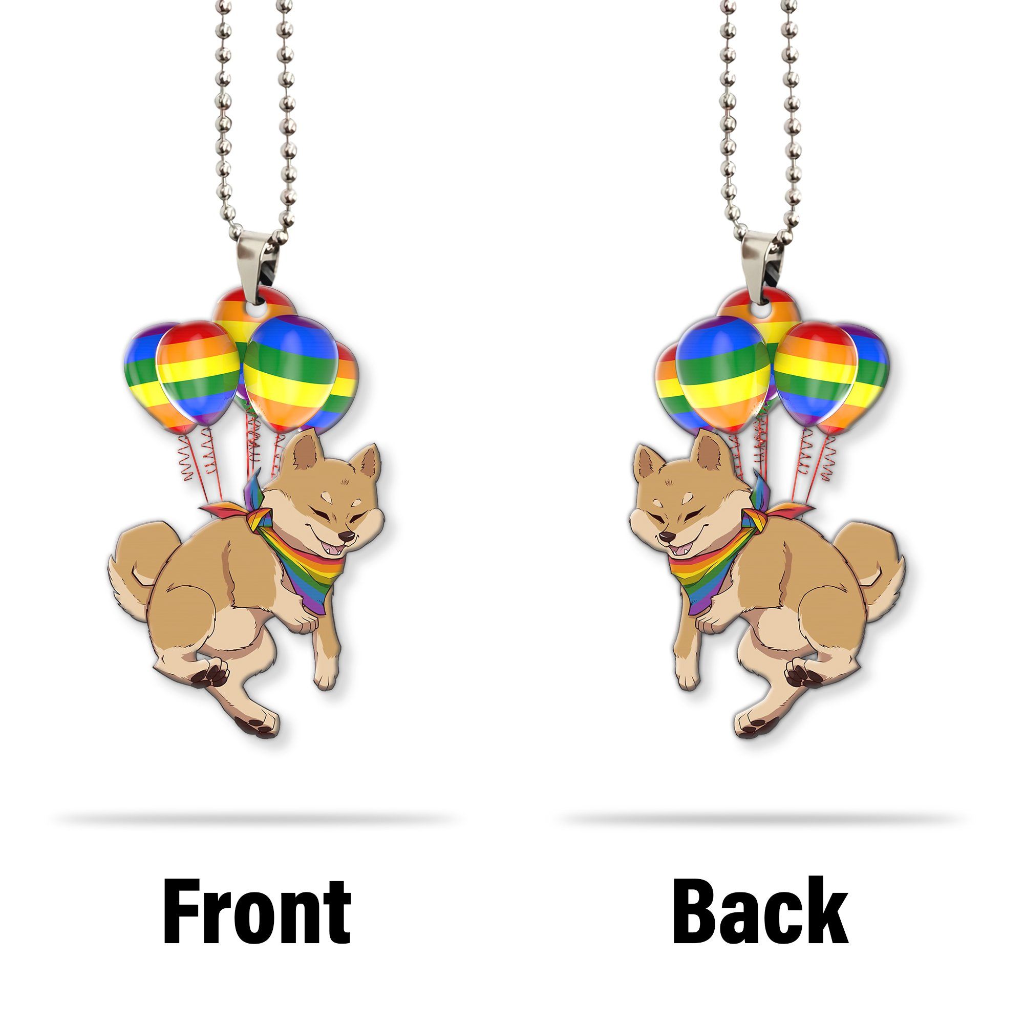 Gearhumans 3D Gay Pride Shiba Inu Fly With Balloons Custom Car Hanging