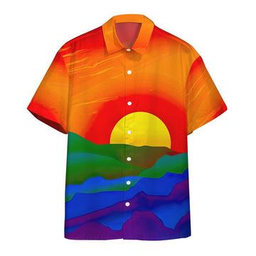 Gearhumans 3D Gay Pride Sunrise Custom Hawaii Shirt GS2105218 Hawai Shirt Short Sleeve Shirt S 