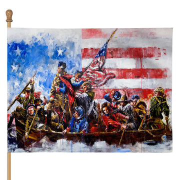 Gearhumans 3D George Washington Crossing The Delawave Custom Flag