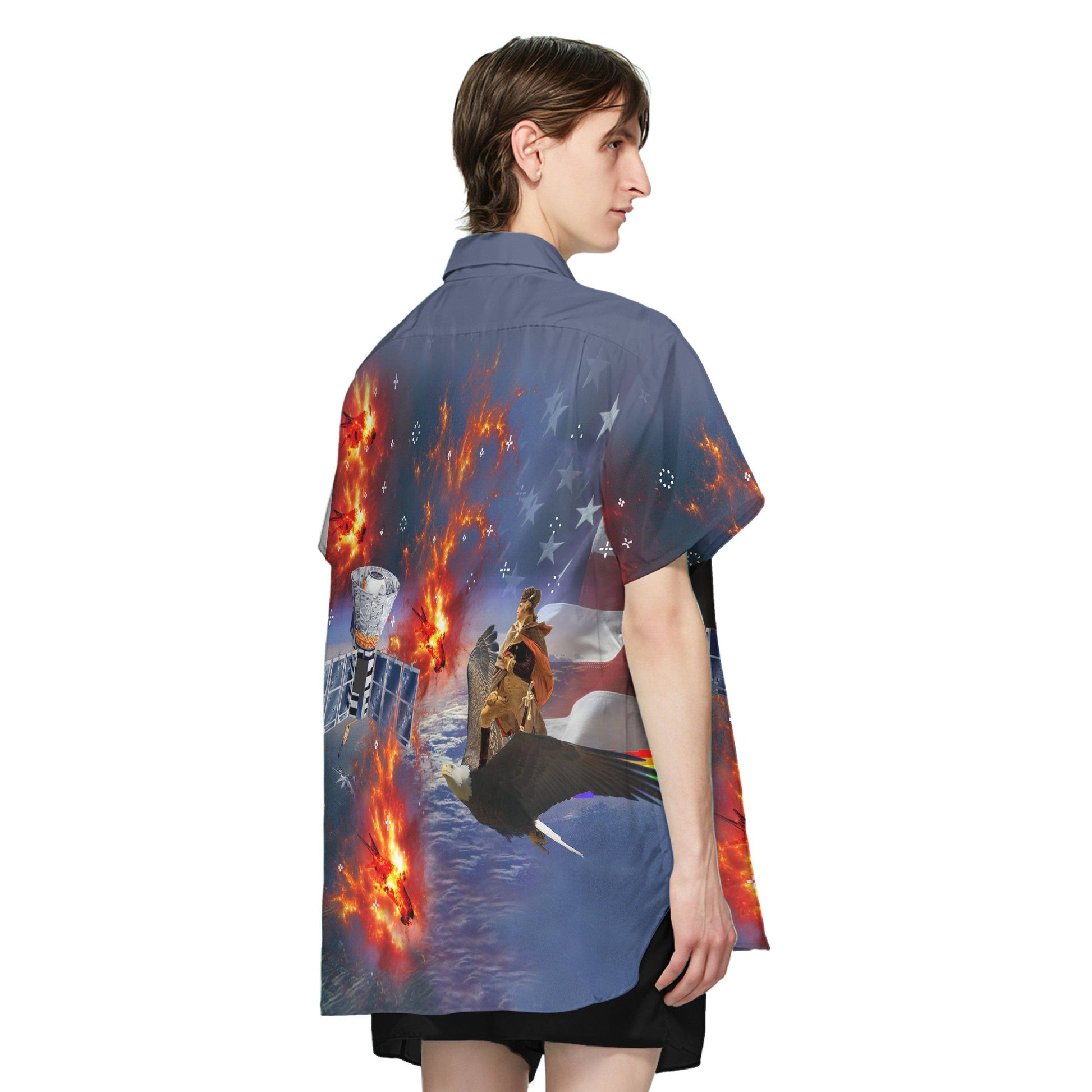Gearhumans 3D George Washington Defeating Skynet Custom Short Sleeve Shirt GW2906212 Hawai Shirt 