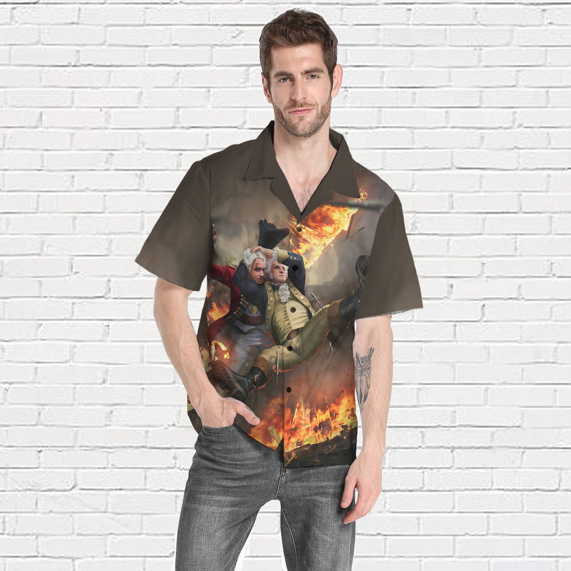Gearhumans 3D George Washington Stunner Custom Short Sleeve Shirt GW2806211 Hawai Shirt 