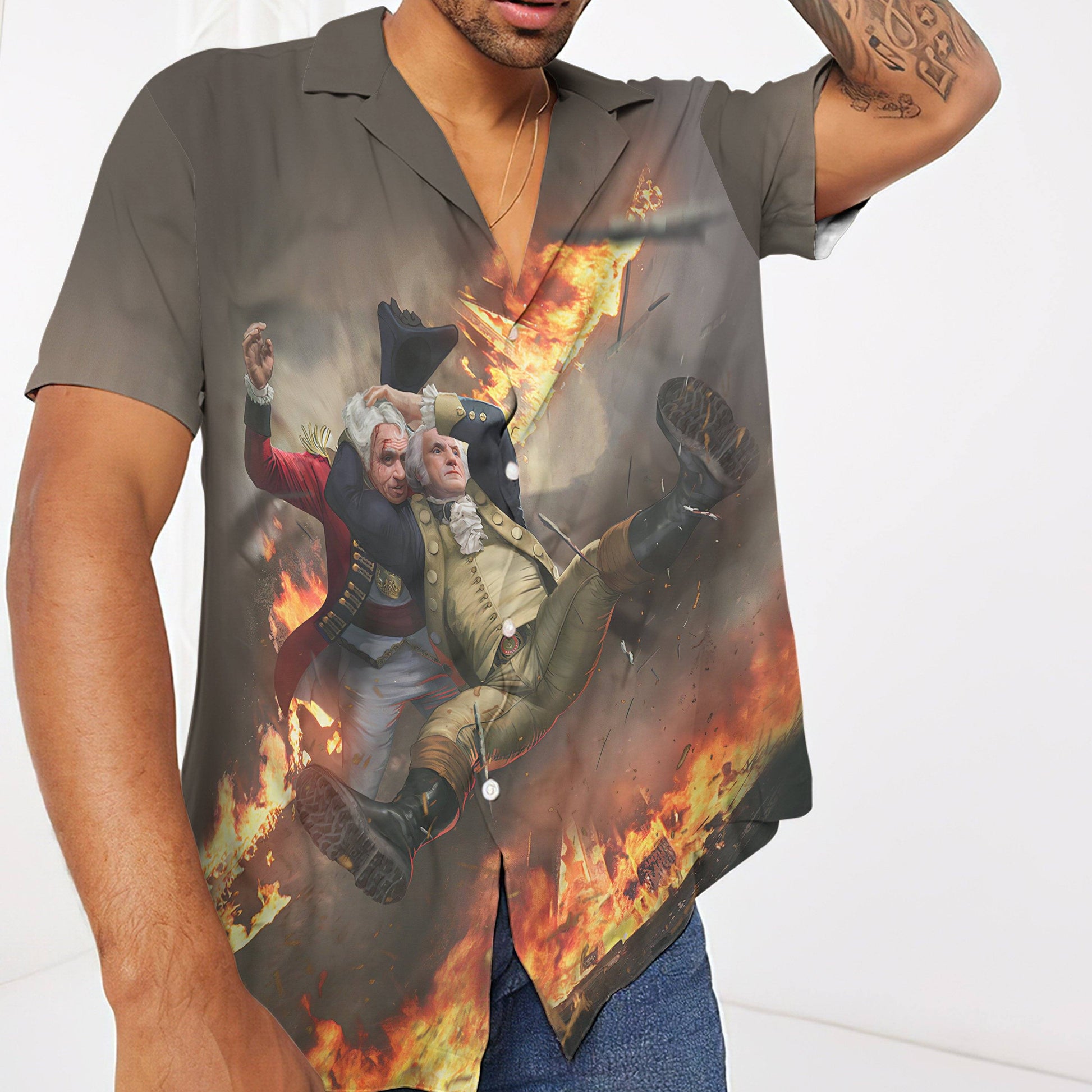 Gearhumans 3D George Washington Stunner Custom Short Sleeve Shirt GW2806211 Hawai Shirt 