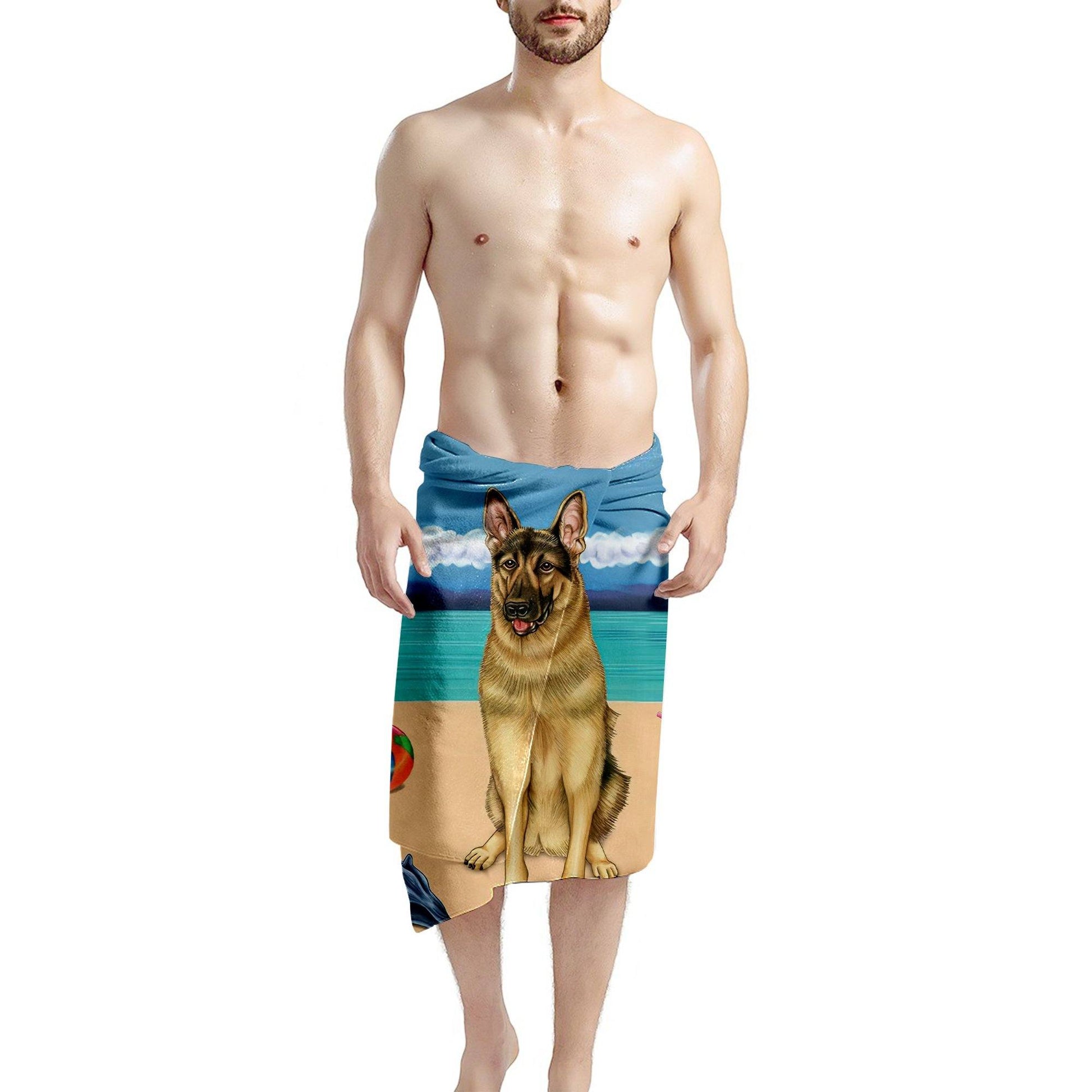 Gearhumans 3D German Shepherd Dog Custom Beach Towel GW1205216 Towel 