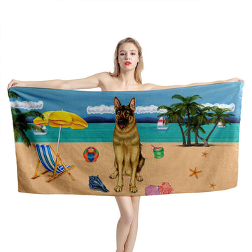 Gearhumans 3D German Shepherd Dog Custom Beach Towel