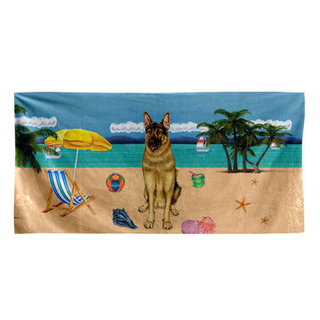 Gearhumans 3D German Shepherd Dog Custom Beach Towel GW1205216 Towel Towel 60''x30'' 