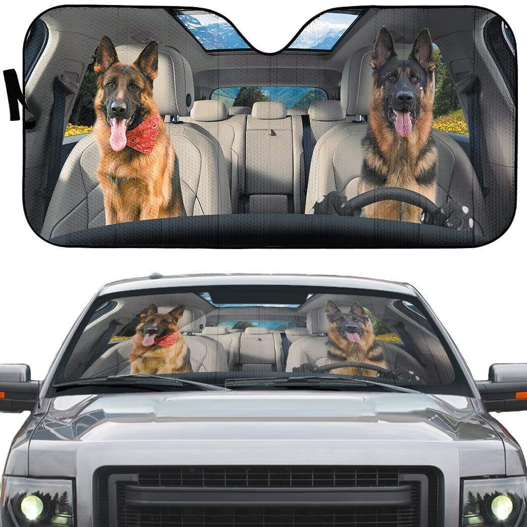 gearhumans 3D German Shepherd Dog Custom Car Auto Sunshade GV13079 Auto Sunshade 