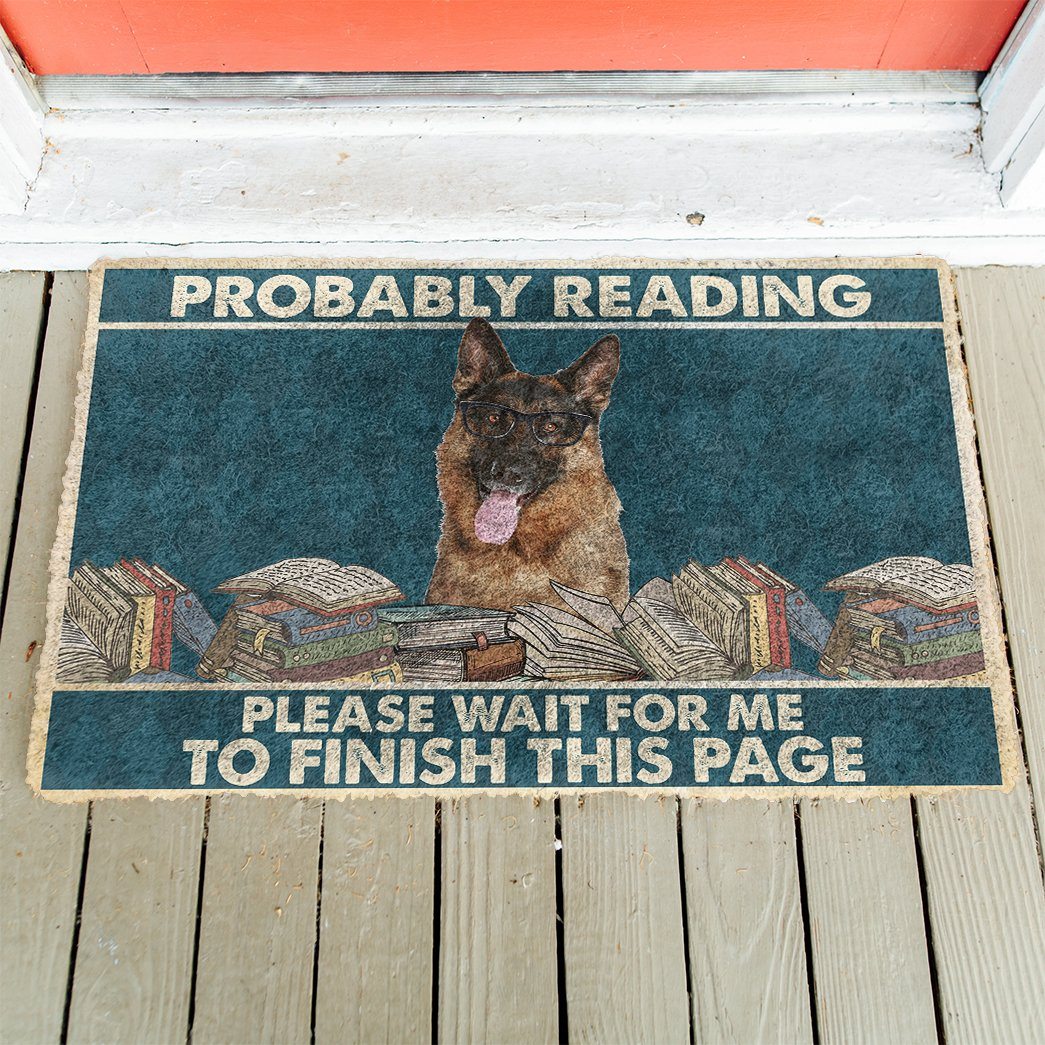 Gearhumans 3D German Shepherd Probably Reading Please Wait Custom Doormat GW2805219 Doormat 