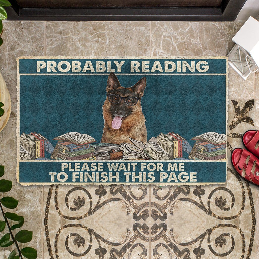 Gearhumans 3D German Shepherd Probably Reading Please Wait Custom Doormat GW2805219 Doormat 