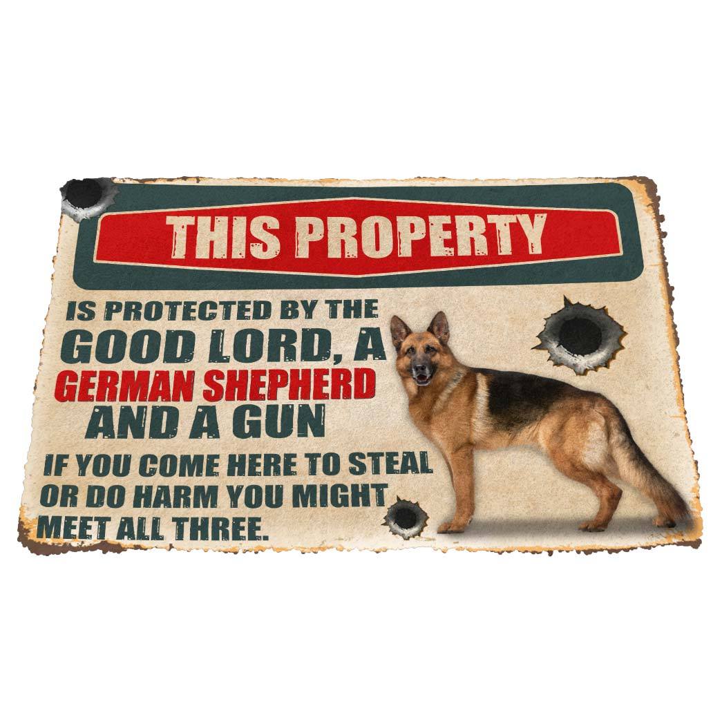 Gearhumans 3D German Shepherd This Property Is Protected Custom Doormat GO06052113 Doormat 