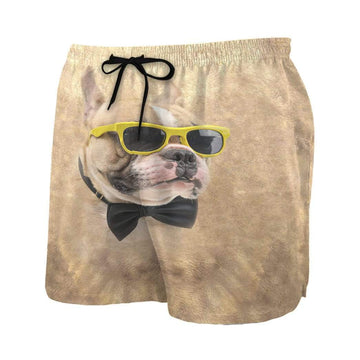 Gearhumans 3D Glasses And Tie Bulldog Custom Summer Beach Shorts Swim Trunks