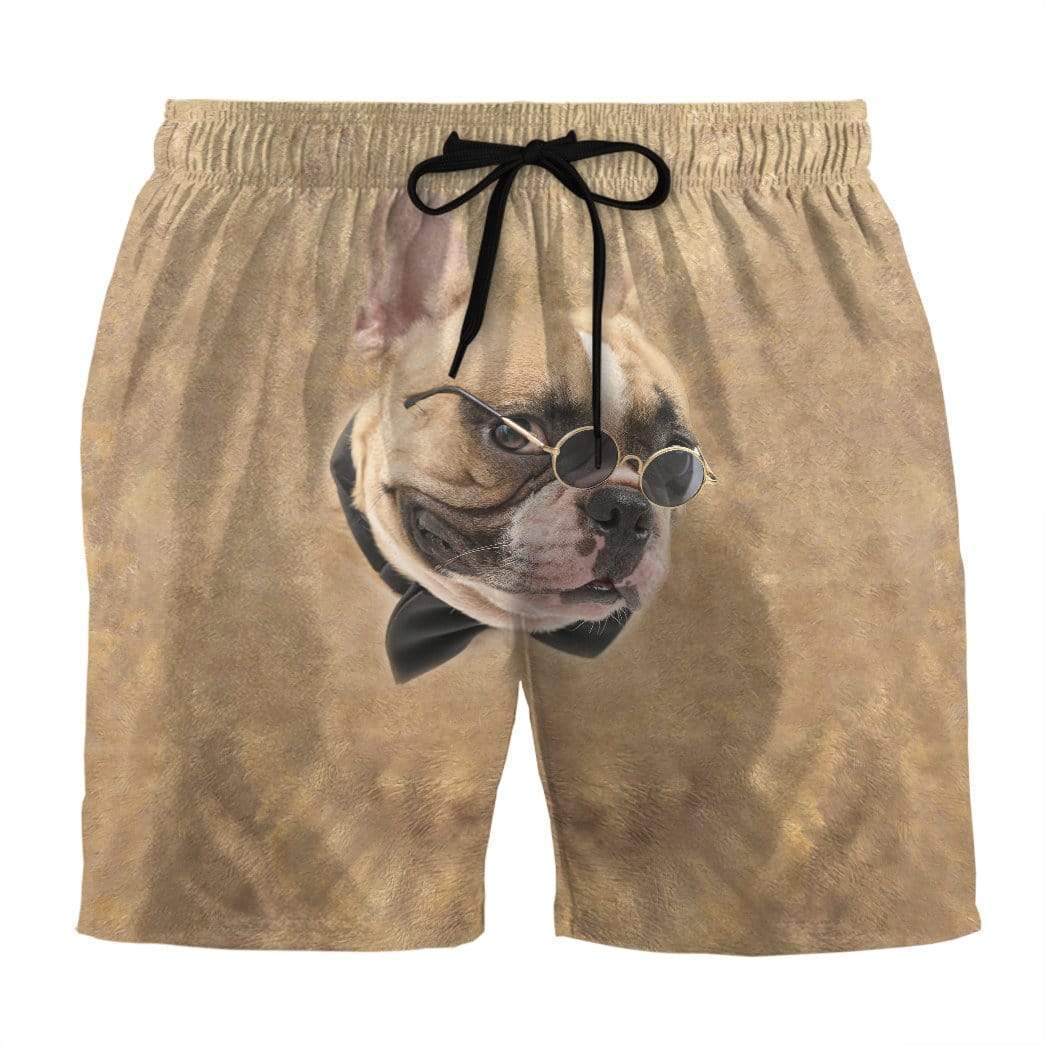 Gearhumans 3D Glasses Bulldog Face Custom Summer Beach Shorts Swim Trunks GV160610 Men Shorts Men Shorts S 